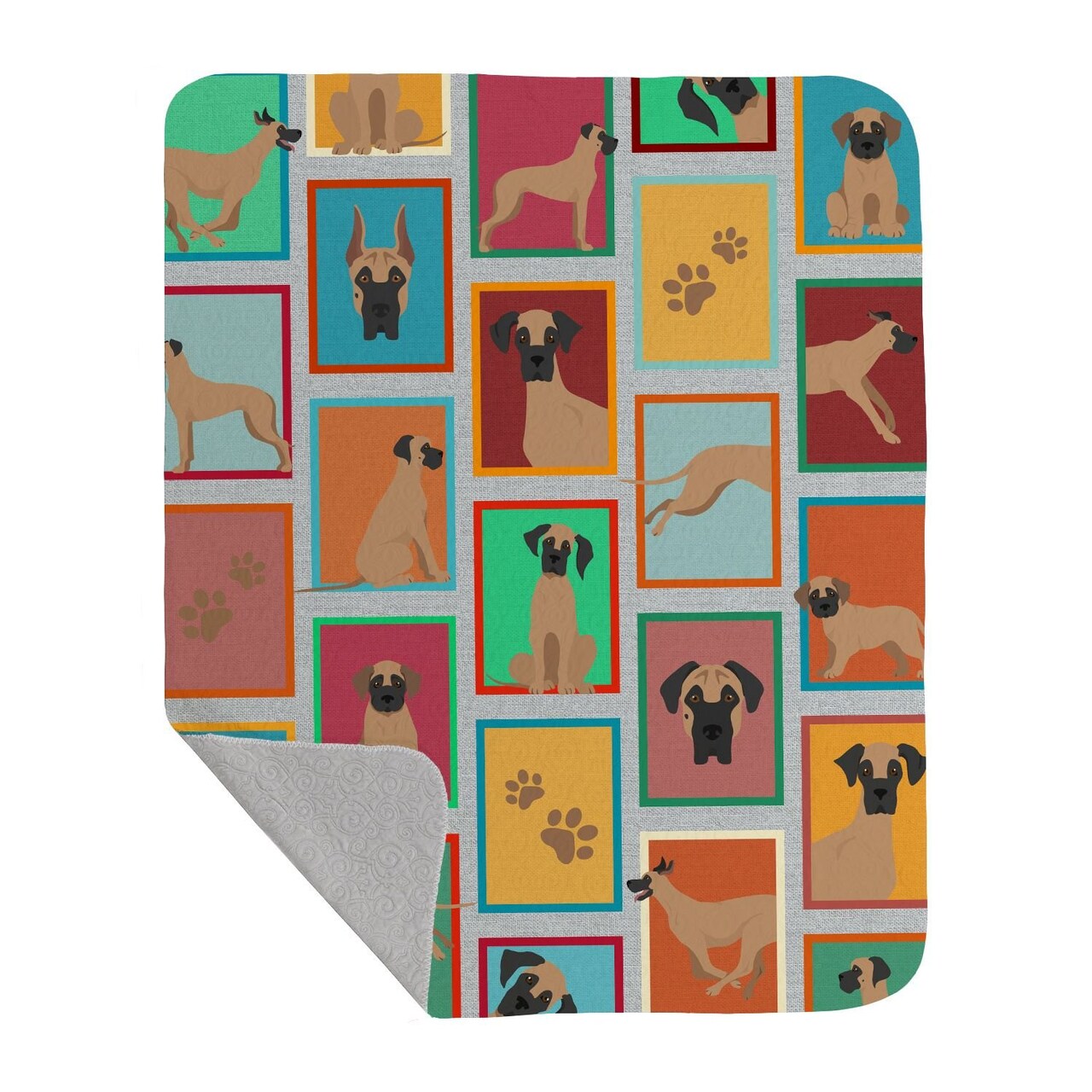 Edge Collections - 50" x 60" - Multicolor - Fawn Great Dane Quilted Blanket Throw - 1 Piece